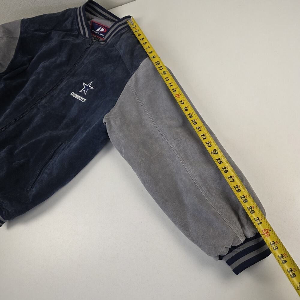 Vintage 90s Dallas Cowboys Pro Player Suede LeatherJacket Men's 2XL Two Tone‎ - Picture 8 of 13